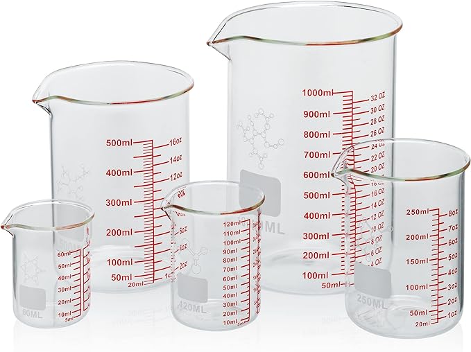 High Borosilicate Glass Measuring Cup Set-V-Shaped Spout, Includes 60ml by AckersBORO33