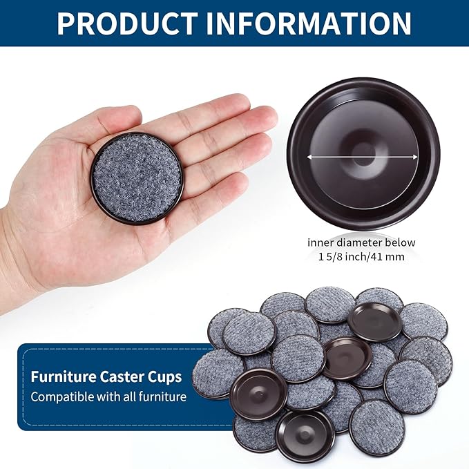 Ezprotekt 1 5/8" Round Reusable Felt Furniture Caster Cups - Image 2