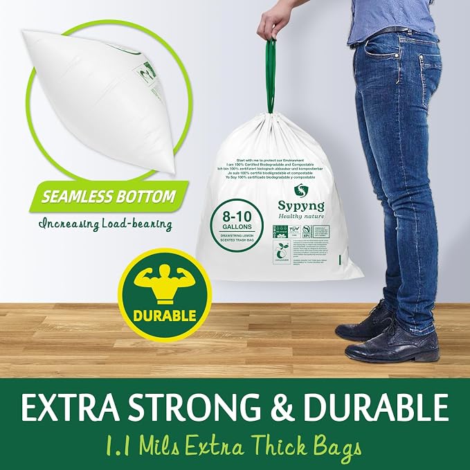 Compostable Kitchen Trash Bags 8-10 Gallon – Heavy-Duty 1.1 Mil, 100% - Image 8