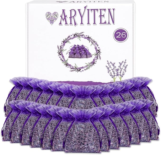 20 Pack Lavender Sachet Bags, 100% Natural French Dried Lavender Sachets by Aryiten