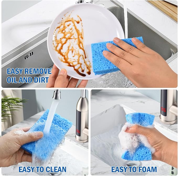 YoleShy 48 Pack Sponges Kitchen Natural Compressed Cellulose Sponges - Image 3