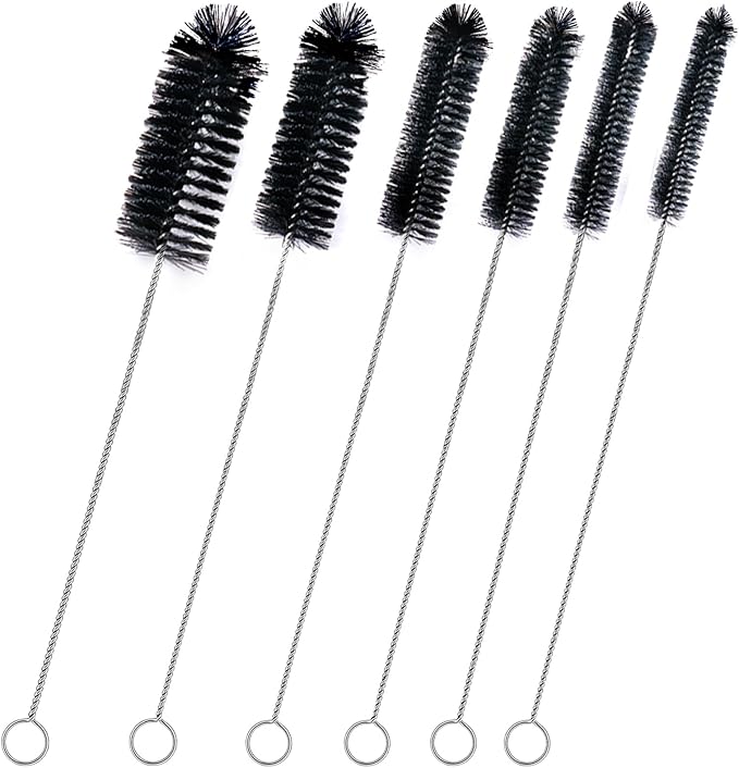 Straw Cleaner Brush Set, 6 Piece 12" Long Pipe Tube Bottle Brushes by BRUSHFAMILY