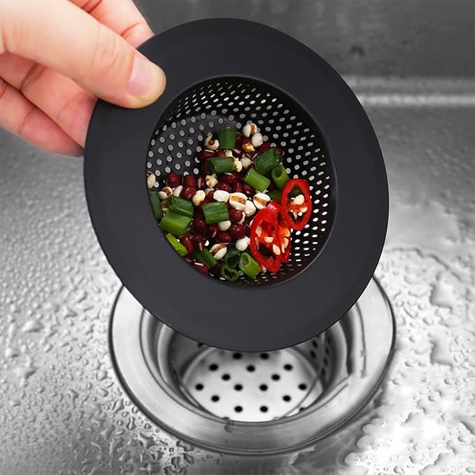 2 Pcs Black Stainless Steel Mesh Sink Drain Strainer, 2.16" Top/1.29" Kitchen - Image 2