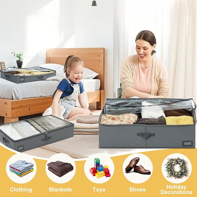6-Inch Under Bed Storage Containers | Sturdy Sidewalls | Clear Cover & Label - Image 6