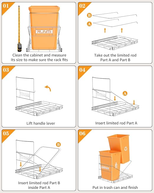 Double 37 Quart Pull Out Trash Can Under Cabinet, Under Sink Trash Rack - Image 6