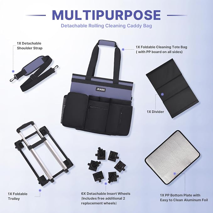 Large Rolling Cleaning Caddy Bag - Image 8
