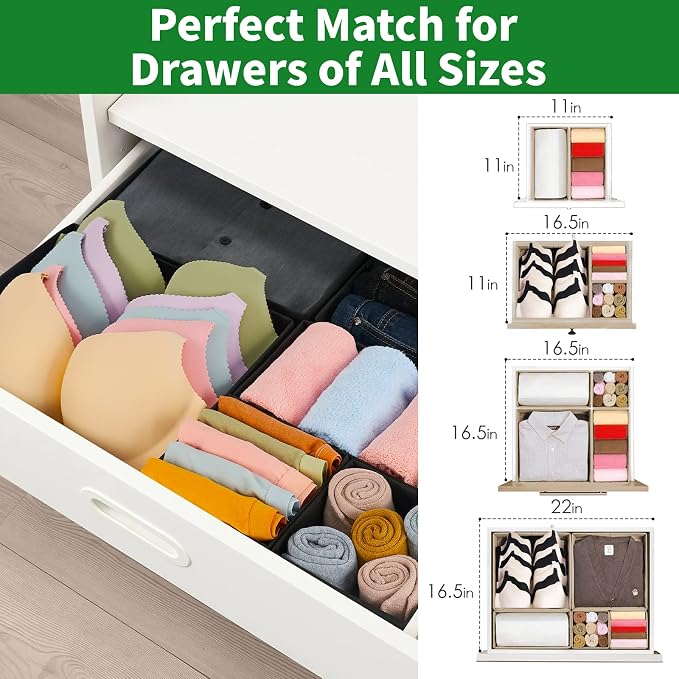 Criusia Drawer Organizer Clothes, 8 Pack Underwear Drawer Organizer, Foldable - Image 4