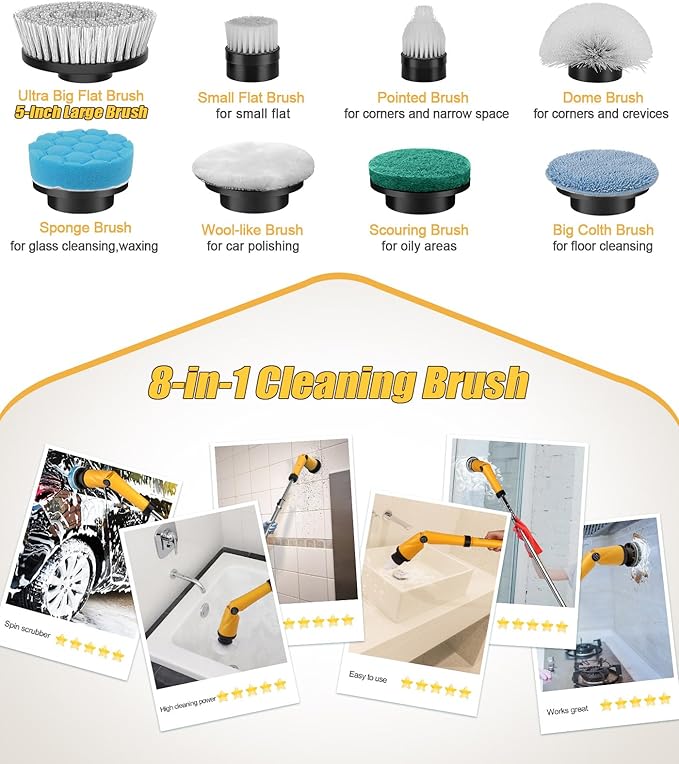 Qimedo Electric Spin Scrubber Extra Large Brush Q3, 6000 mAh Best Battery Power - Image 7
