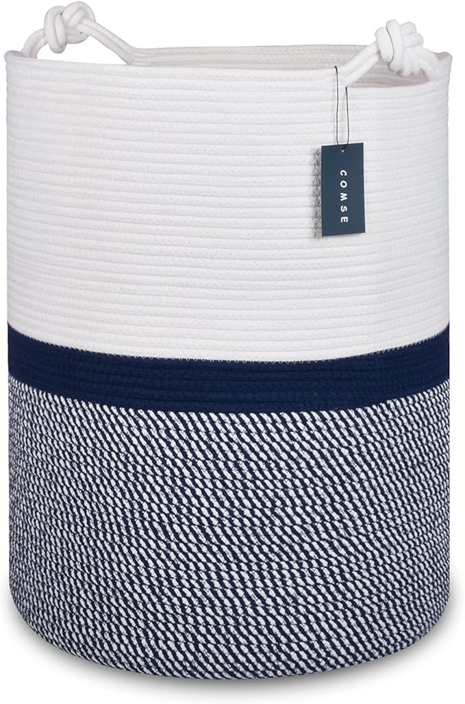 COMSE Extra Large Blanket Basket, Tall Woven Storage Basket, Nursery Hamper by COMSE