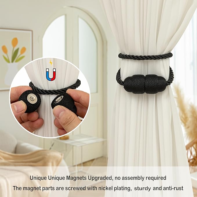 Magnetic Curtain Tiebacks Rope Curtain Tie Backs - Image 3