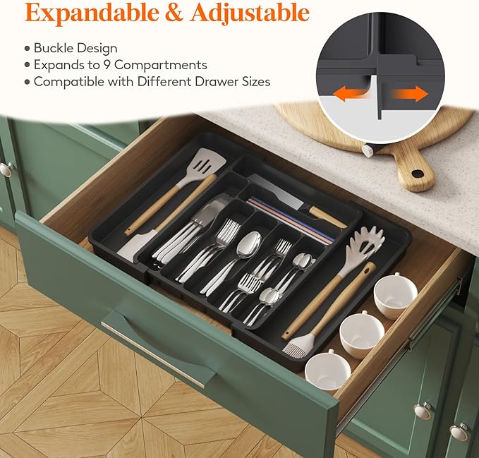 Lifewit Silverware Drawer Organizer, Expandable Utensil Organizer - Image 4