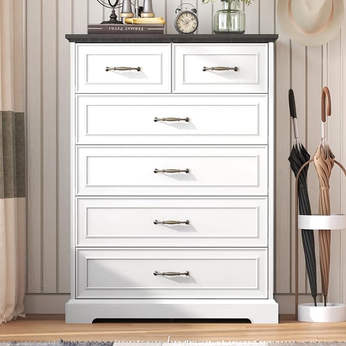 6 Drawer Dresser for Bedroom, Rustic Farmhouse Dresser - Image 3