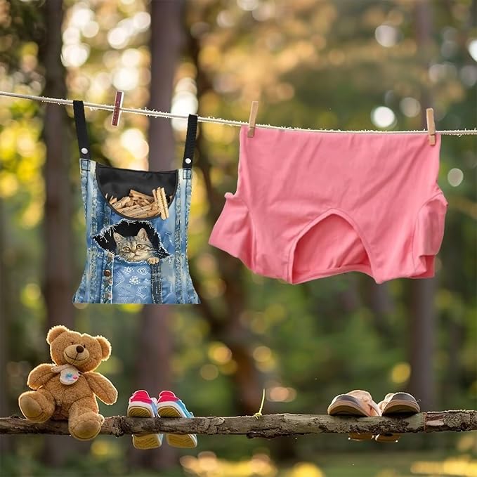 2 Pcs Clothespin Bag, Cat Pin Bag - Image 4