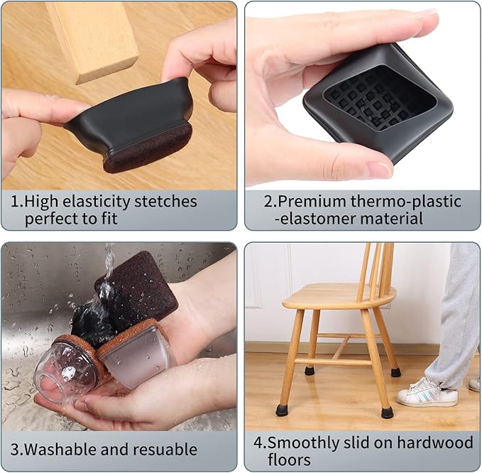 Ezprotekt 24 Pcs Square Chair Leg Floor Protectors - Image 6