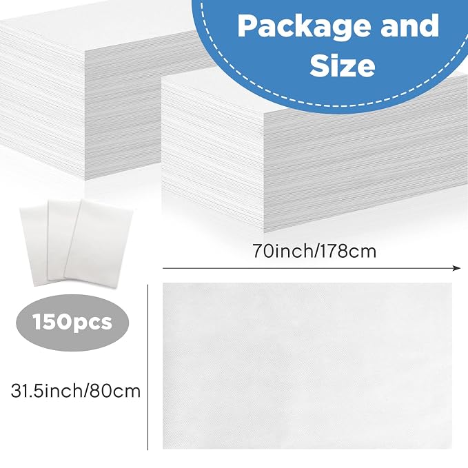 Tegeme 150 Pieces Disposable Massage Table Sheets 31" x 70" Waterproof Bed - Image 2