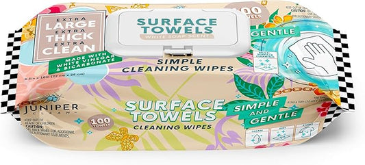 Single Surface Cleaning Wipes, Thick & Large Dispose, All-Purpose Cleaner by JuniperCLEAN