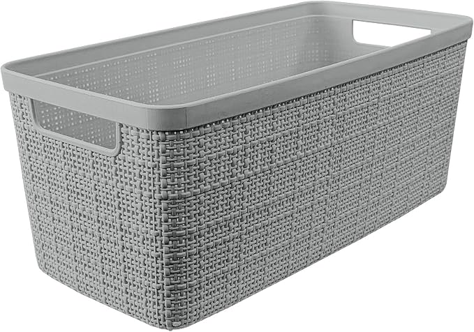 Curver Jute Decorative Plastic Organization and Storage Basket Perfect Bins - Image 3