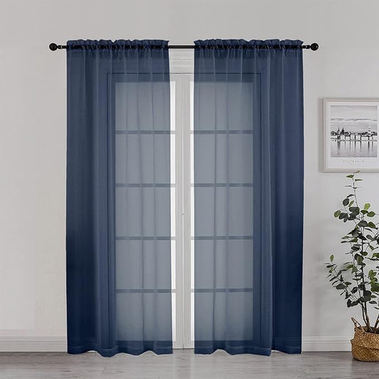 Chyhomenyc Sheer Curtains 72 Inch Length Set of 2, Rod Pocket Voile Drapes by Chyhomenyc