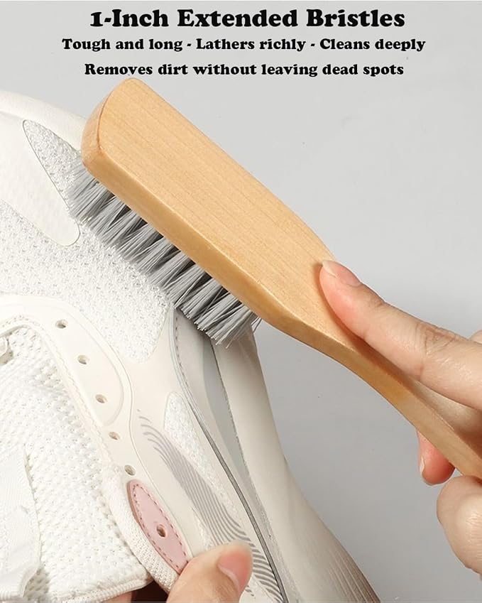 Scrub Cleaning Brush for Stains -Wood Handle Scrubbing Brushes, Cleaning - Image 4