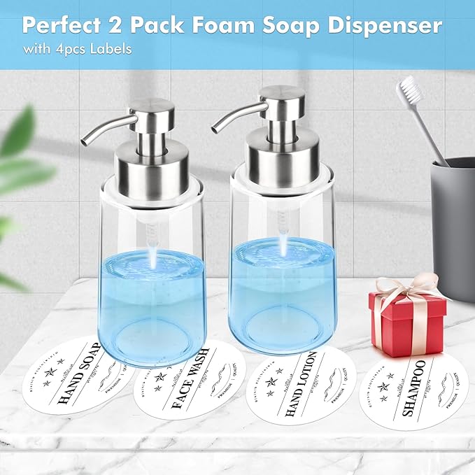 2 Pack Glass Foaming Soap Dispenser - Image 2