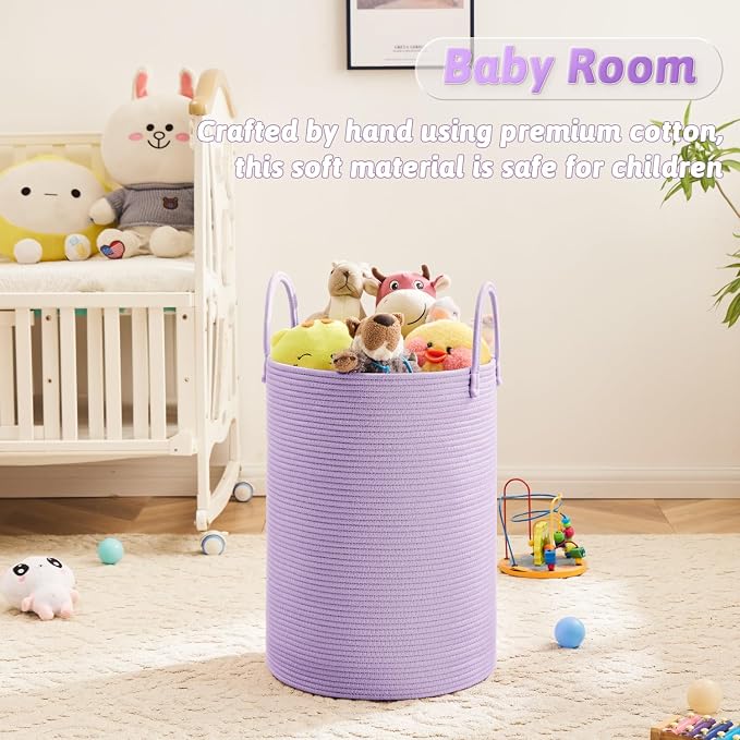 Laundry Basket, Woven Cotton Rope Laundry Hamper, 40L - Image 4