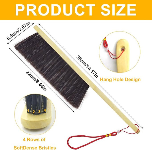 2 Piece Wooden Hand Broom, Dust Brush, Bench Brushes, Soft Bristles, Long - Image 2