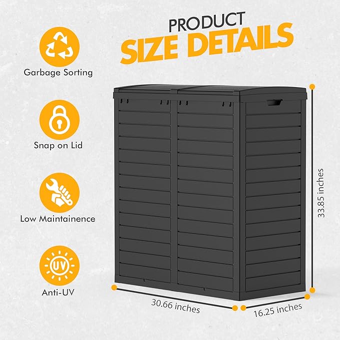 62 Gallon Outdoor Trash Can, Waterproof Resin Trash Can - Image 4
