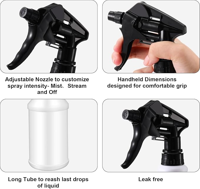 Eccliy 12 Pcs 16 Oz Plastic Spray Bottle, Adjustable Empty Reusable Sprayer - Image 3