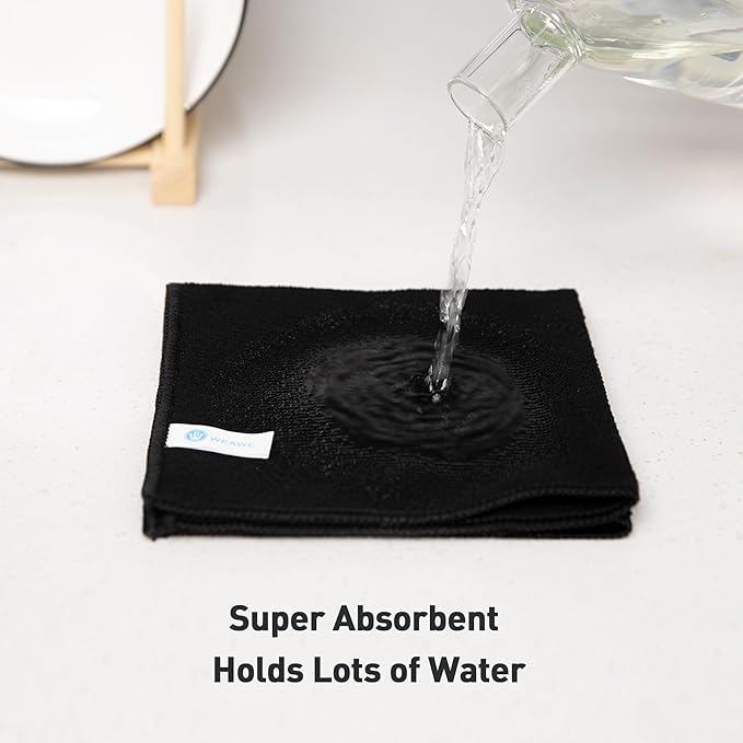 Black Microfiber Cleaning Cloth 13"x13", Ultra Soft Absorbent Microfiber - Image 4