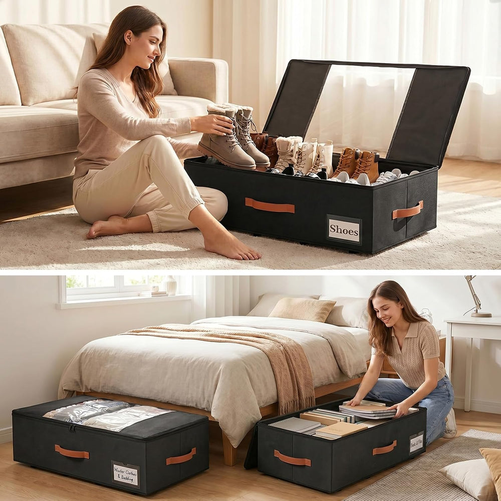 TOSKING 2-Pack Under Bed Storage Drawers with Wheels, 6 Vacuum Bags, 7.9&quot...