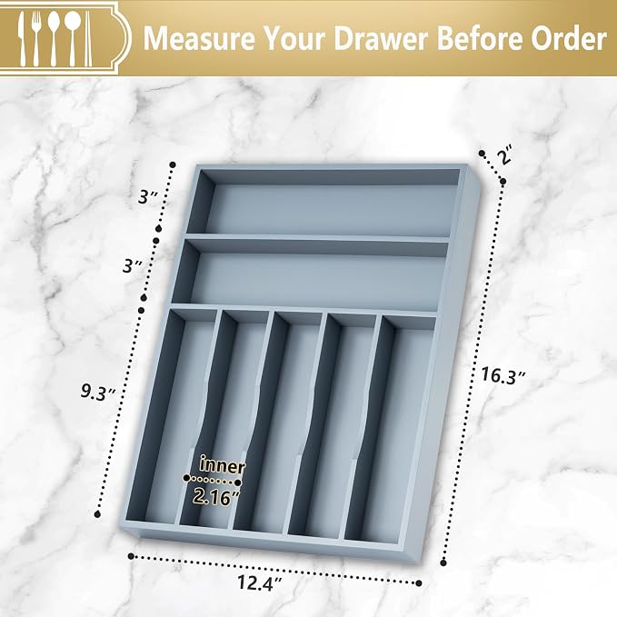 Silverware Organizer, 12.5 Inch Utensil Organizer Kitchen Drawer Organizer - Image 2