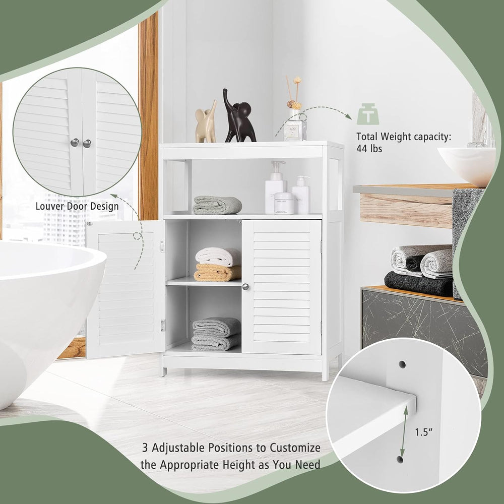LOKO Bathroom Floor Cabinet, Freestanding Storage Cabinet (White)