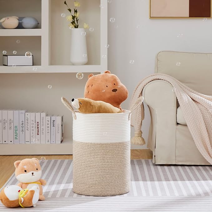 VIPOSCO Large Laundry Hamper, Tall Woven Rope Storage Basket - Image 2
