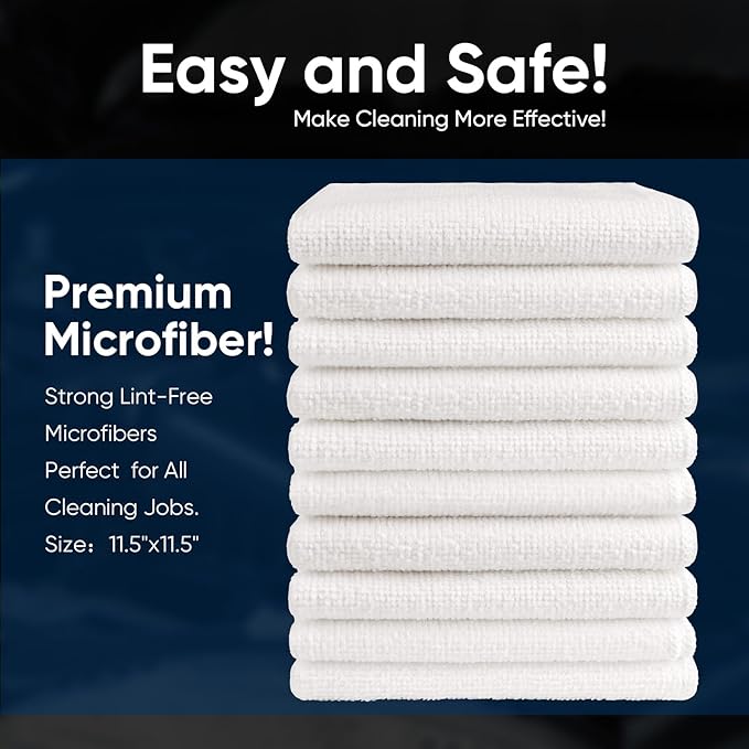 AIDEA Microfiber Cleaning Cloth White-100PK, Absorbent Cleaning Rags, - Image 6