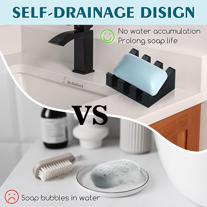 Silicone Soap Dish for Bar Soap Holder for Shower Bathroom Self Draining - Image 4