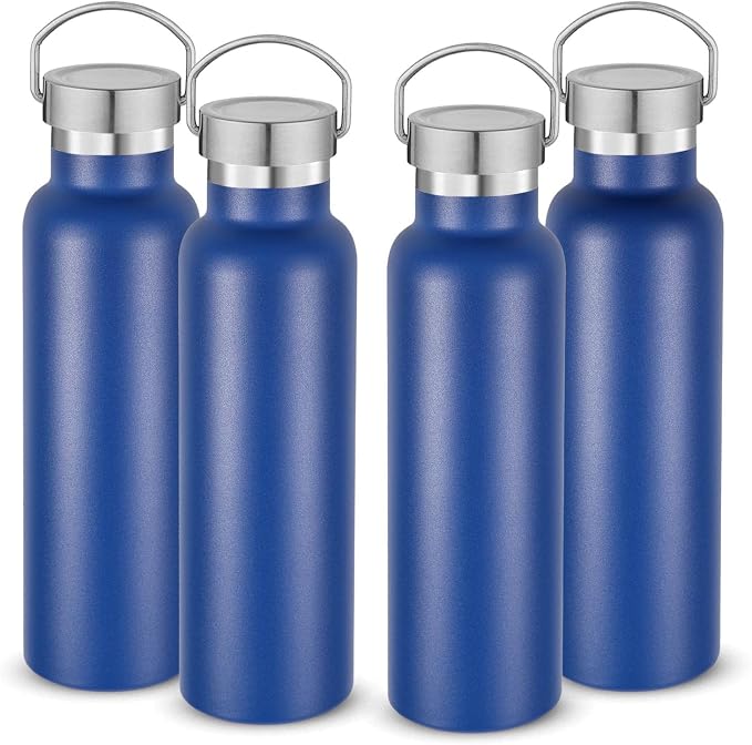 Neihepal 20 oz Insulated Water Bottles Bulk 4 Pack, Stainless Steel Double Wall by Neihepal
