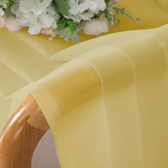 Chyhomenyc Sheer Yellow Curtains 90 inches Long 2 Panels, Light Filtering Soft - Image 5