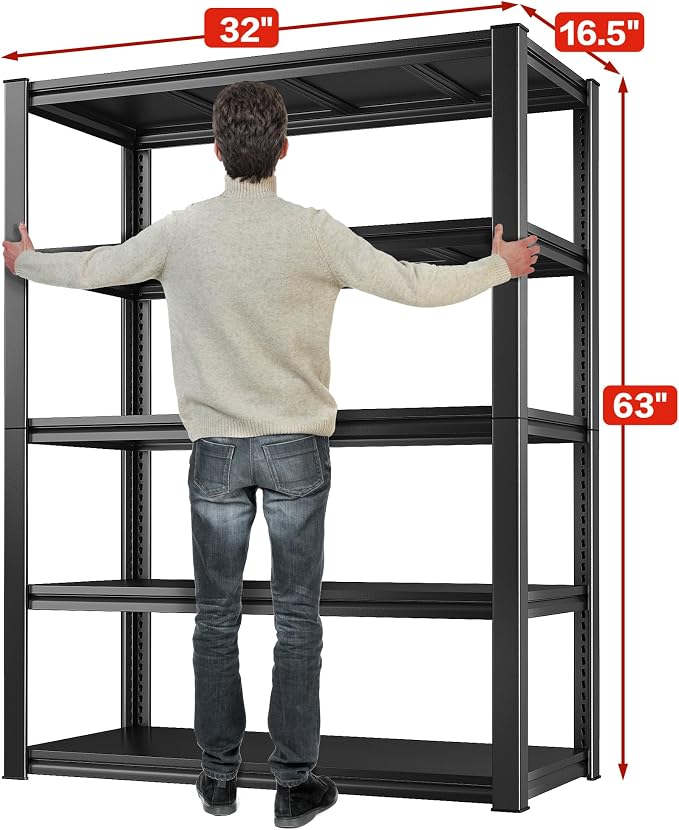 Raybee Garage Shelving 2000LBS Storage Shelves Adjustable Metal Shelves 5 Tier - Image 2