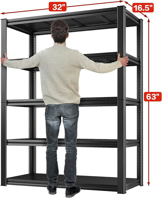 Raybee Garage Shelving 2000LBS Storage Shelves Adjustable Metal Shelves 5 Tier - Image 2