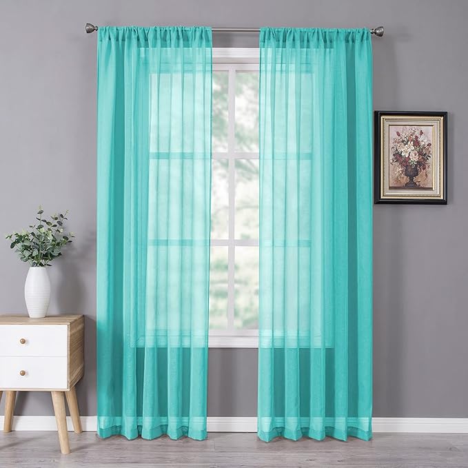 Tollpiz Sheer Curtains Linen Textured Bedroom Curtain Sheers Light Filtering by Tollpiz