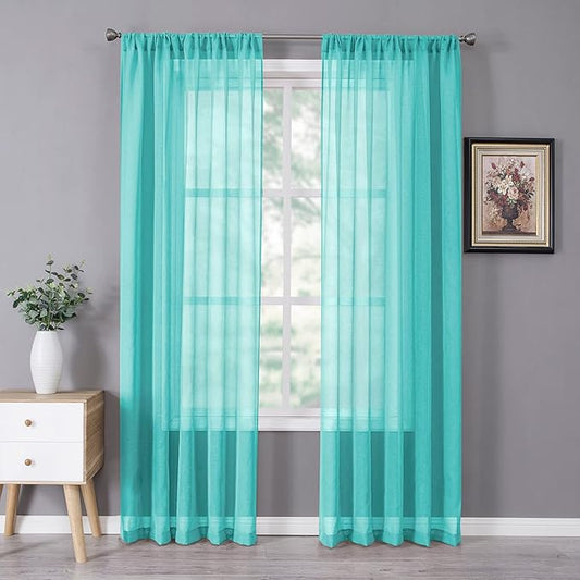 Tollpiz Sheer Curtains Linen Textured Bedroom Curtain Sheers Light Filtering by Tollpiz