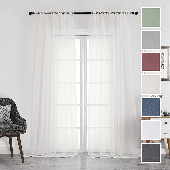 Chyhomenyc Ivory Sheer Curtains 108 Inch Long 2 Panels Set, Light Filtering by Chyhomenyc
