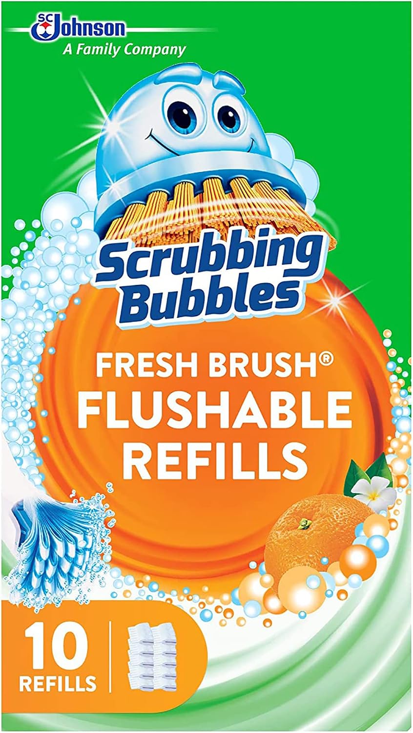 Scrubbing Bubbles Fresh Brush Flushable Refills - Citrus Action Scent - 10 Count Flushable Refills Per Box - Pack of 3 Boxes
