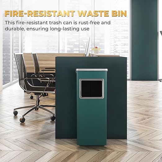 Trash Can Outdoor Waste Container Square Stainless Steel Trash Can - Image 3