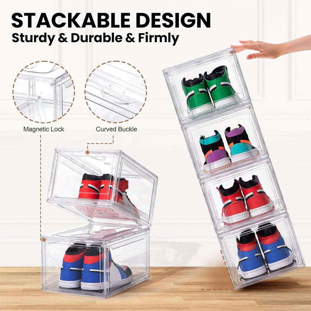 12 Pack Acrylic Shoe Boxes,Clear Plastic Stackable Sneaker Box,Shoe Container...