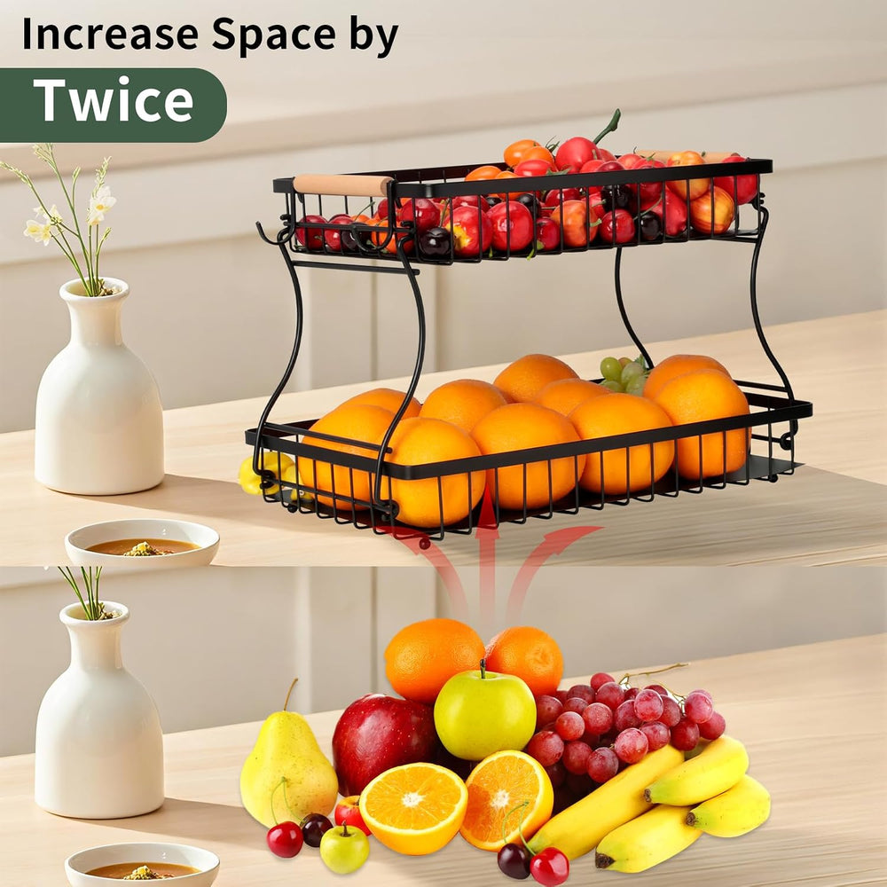 Fruit Stand Basket Storage Basket for Fruit Table 2 Tier Fruits Basket for Mo...