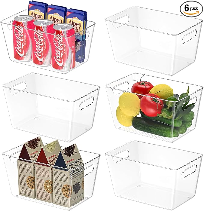 BALEINE Clear Plastic Storage Bins, Pantry Organization, BPA Free Stackable by BALEINE