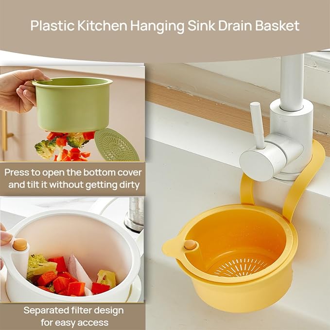 Faucet Hanging Strainer Kitchen Sink Food Waste Catcher Drain Basket, Plastic - Image 3