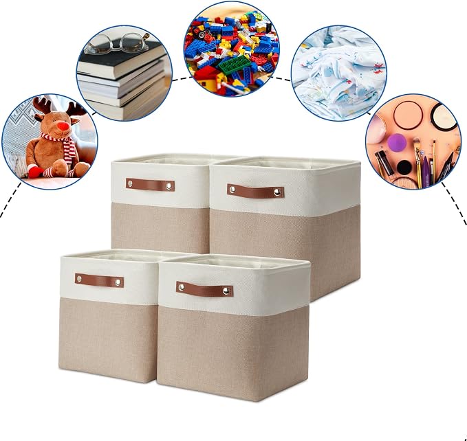 DULLEMELO 11 inch Cube Storage Bins, Large Collapsible Grey Storage Baskets - Image 6