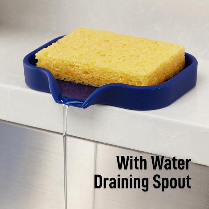 Zulay Kitchen Small Silicone Sponge Holder – Space-Saving Sink Organizer Tray - Image 8